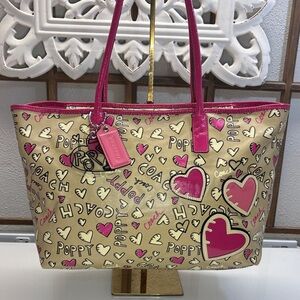 Coach Poppy Rare🩷Pink and Cream Women's Tote Bag  EUC!